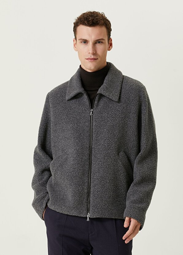 Серое шерстяное пальто Harris Wharf London