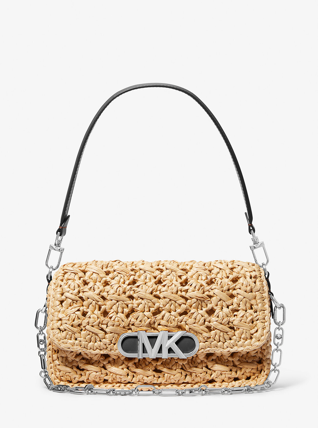

Плетеная соломенная сумка на плечо Parker среднего размера Michael Kors, черный