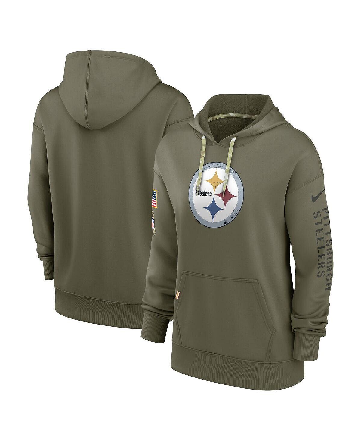 

Женский оливковый пуловер с капюшоном Pittsburgh Steelers 2022 Salute To Service Performance Nike, Зеленый