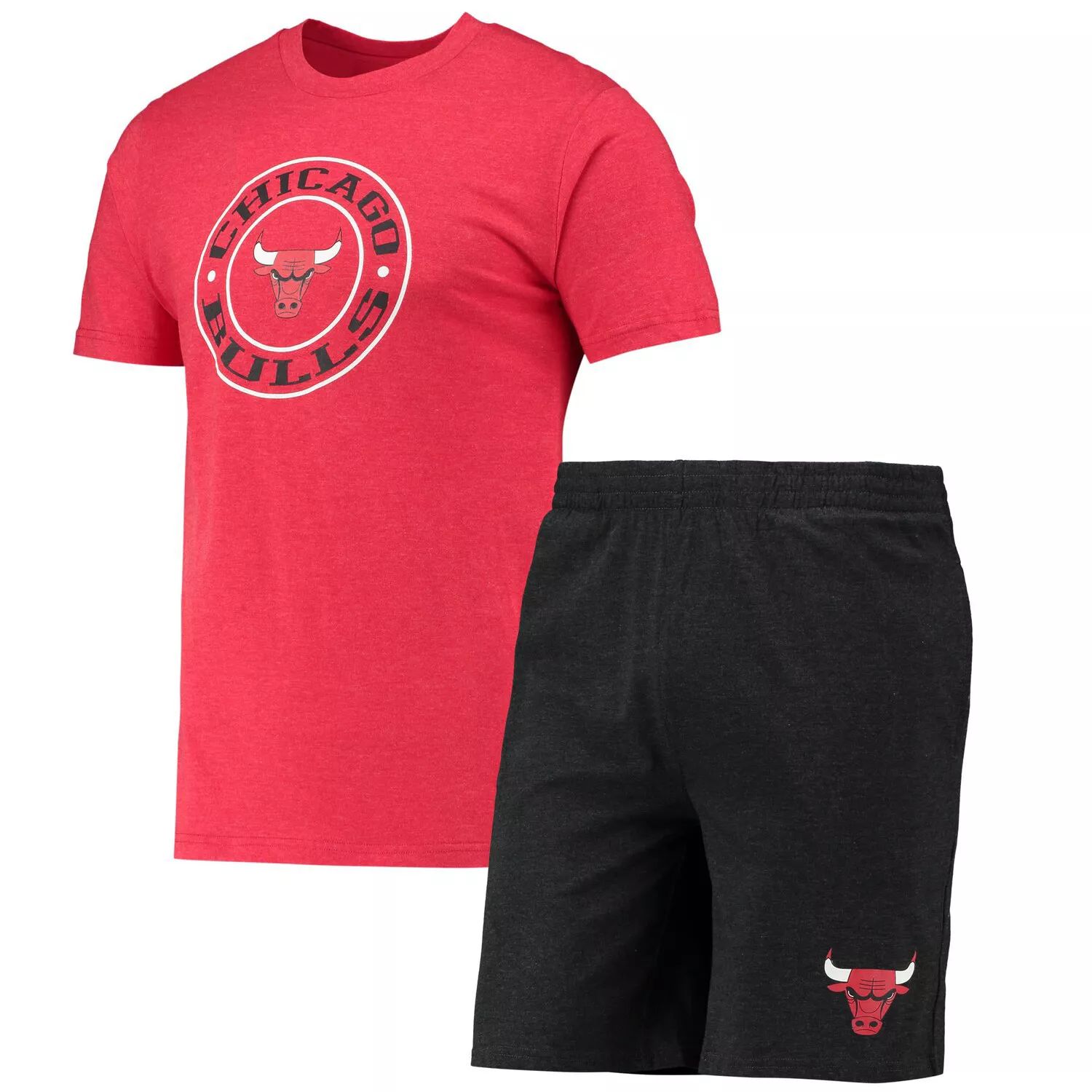 Мужской комплект для сна с черной/красной футболкой и шортами Chicago Bulls Concepts Sport