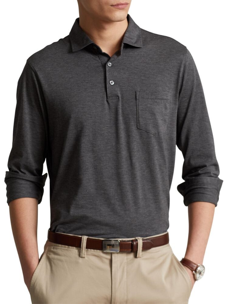 

Рубашка поло из хлопкового джерси Polo Ralph Lauren, серый