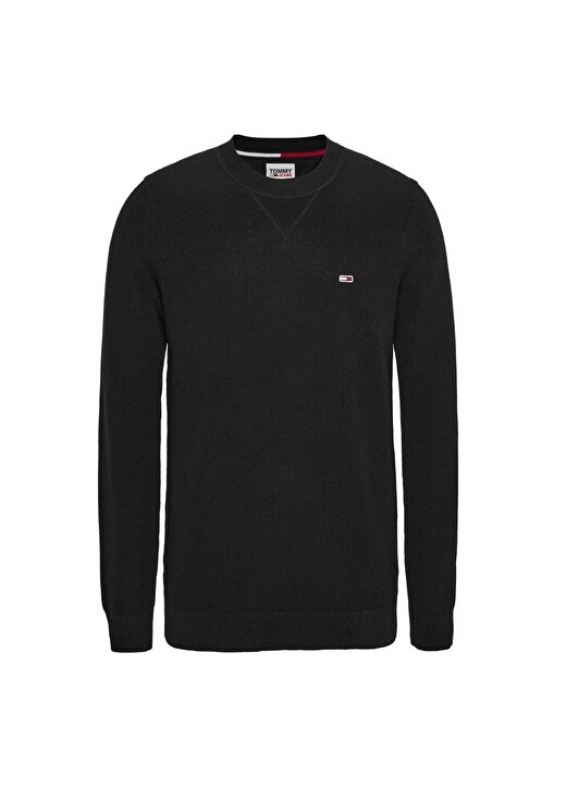 

Обычный однотонный черный мужской свитер с круглым вырезом Tommy Jeans
