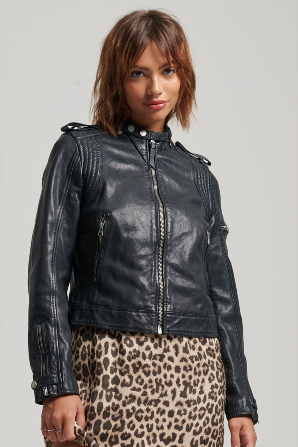 

Винтажная кожаная мотоциклетная куртка Superdry, черный