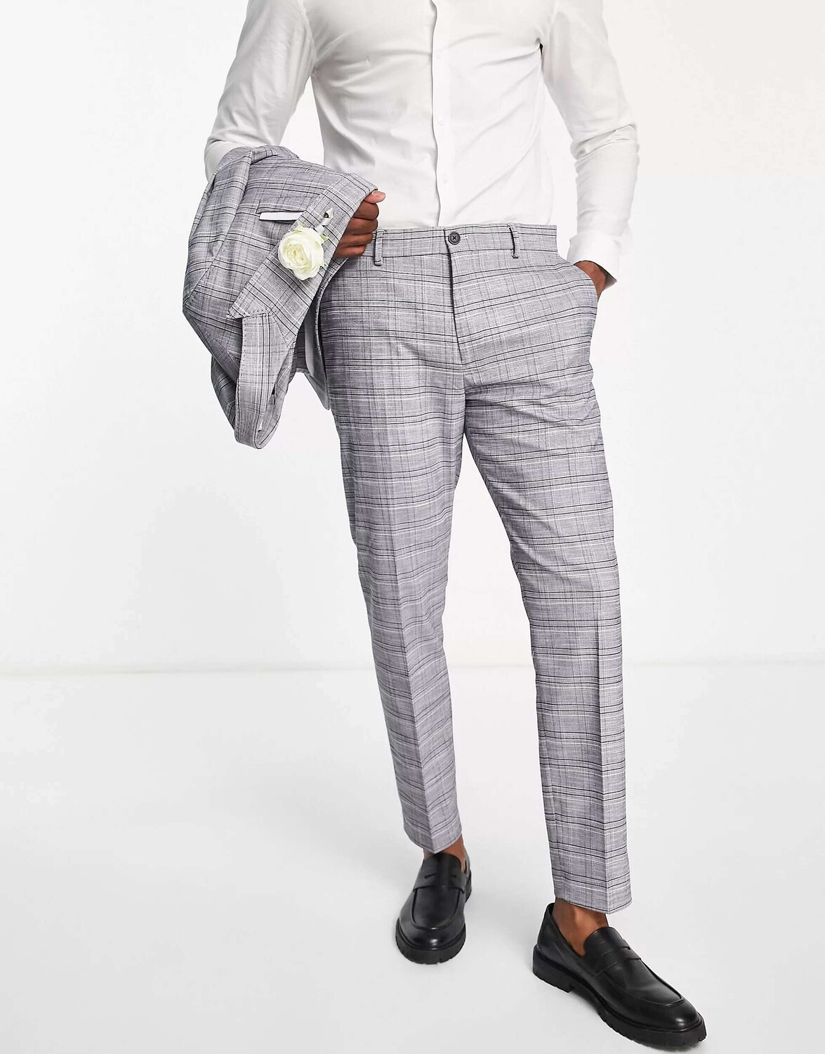 

Серые костюмные брюки в клетку Selected Homme, Серый