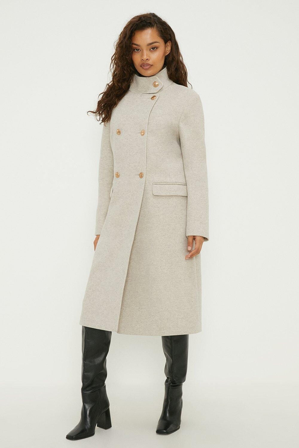 

Пальто Petite Maxi с воротником-воронкой Dorothy Perkins, белый