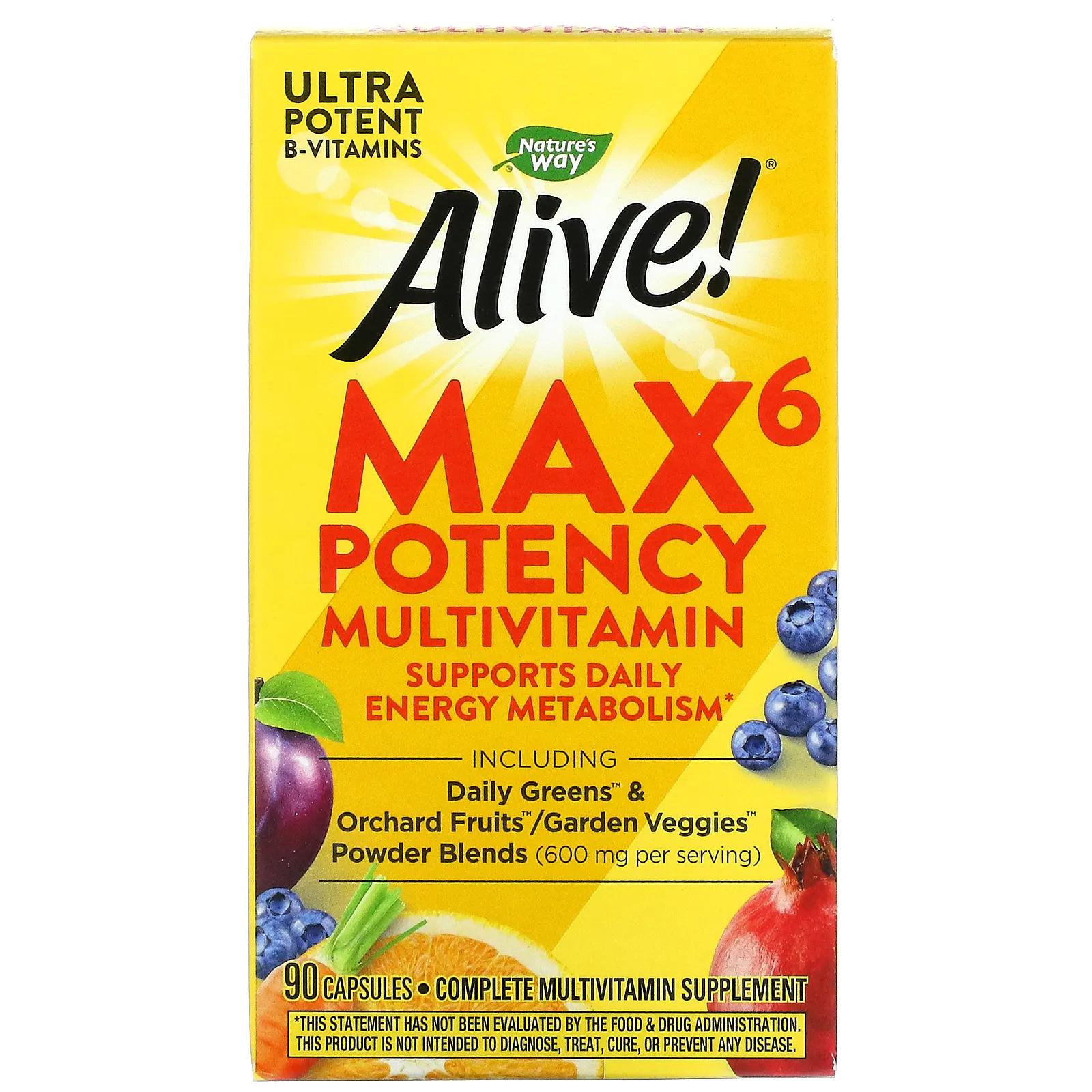 Nature's Way Живой! Мультивитамины Max6 для ежедневного приема 90 растительных капсул nature s way alive max6 potency мультивитамины 90 капсул