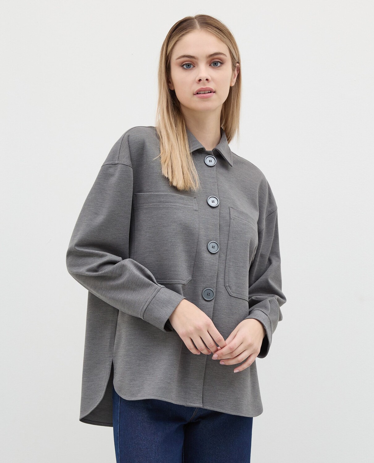 

Женская куртка-рубашка оверсайз NICE&CHIC, серый