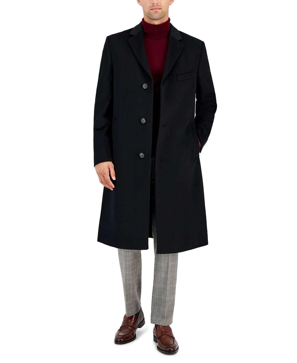 Мужские однотонные пальто из смесовой шерсти классического кроя Michael Kors