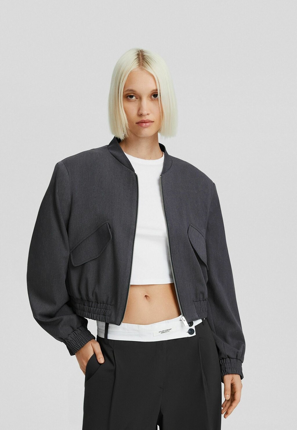 

Куртка-бомбер Bershka, серый