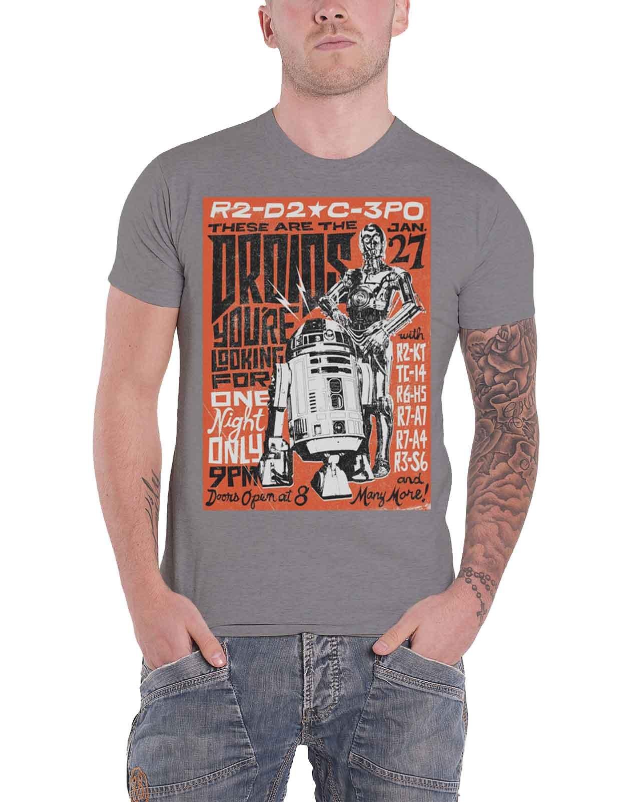 Футболка с плакатом «Droids Rock» Star Wars, серый конструктор робот r2d2 звездные войны