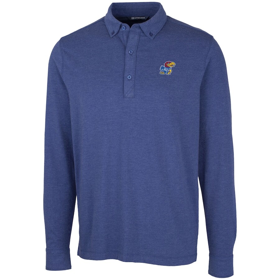 

Поло с длинным рукавом Cutter & Buck Kansas Jayhawks, роял