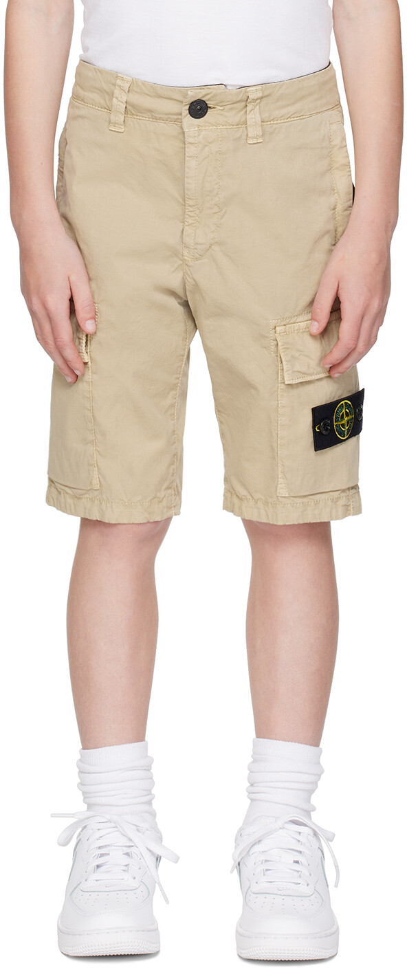 

Детские бежевые шорты, окрашенные в готовую одежду Stone Island Junior
