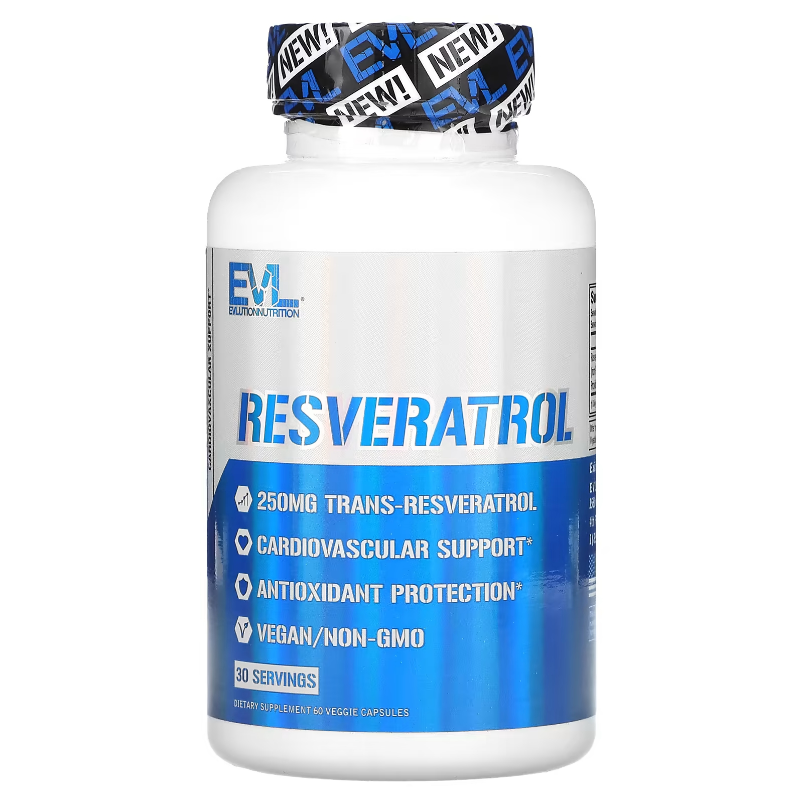 Ресвератрол EVLution Nutrition 250 мг, 60 растительных капсул dr emil nutrition ресвератрол плюс 250 мг 60 капсул
