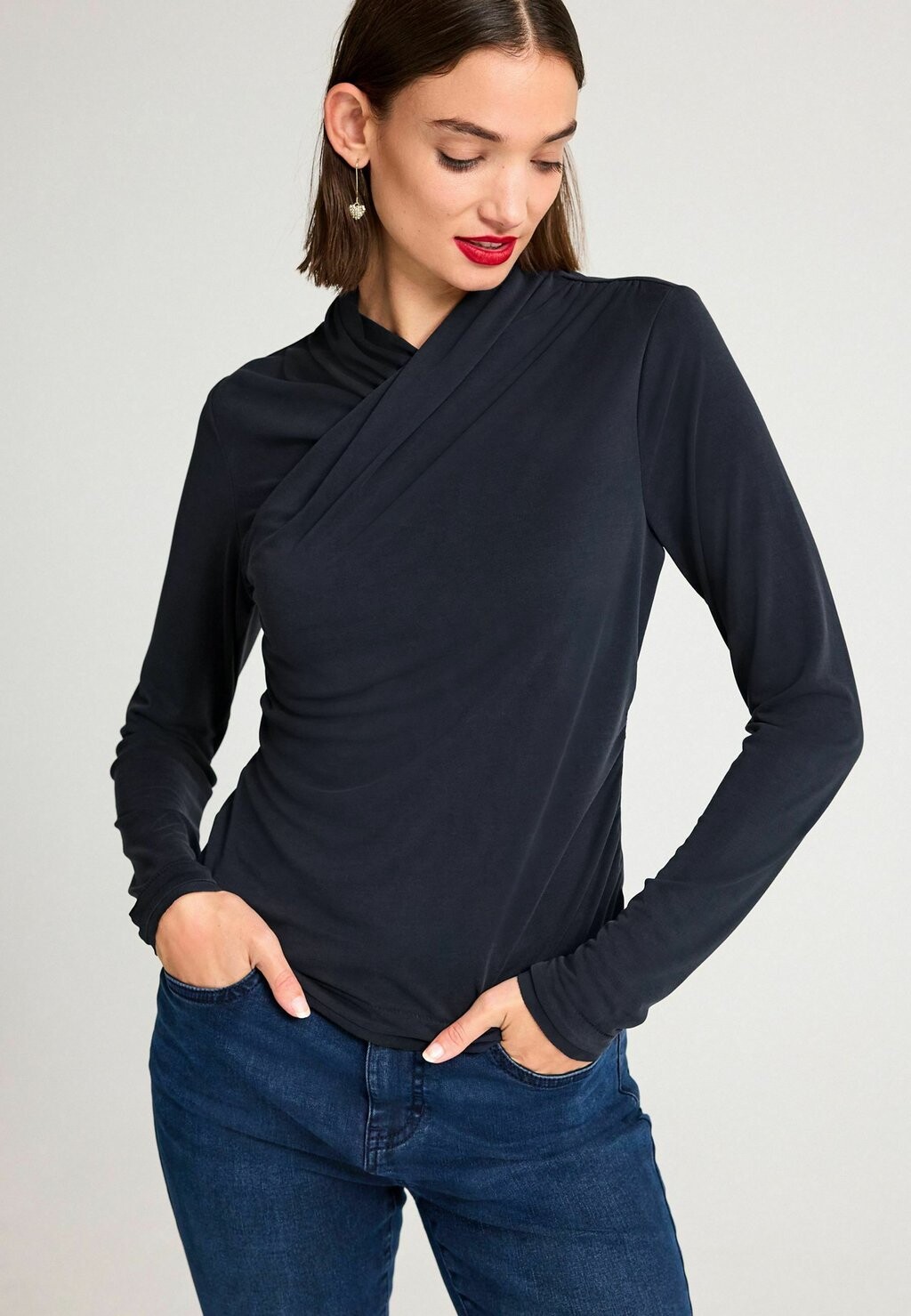 

Футболка с длинным рукавом Wrap Neck Regular Fit Next, цвет navy blue