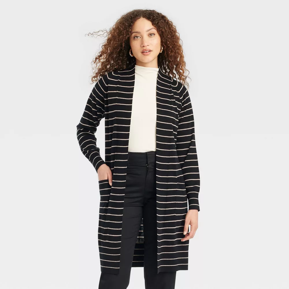 

Женский кардиган Duster - A New Day, цвет Black/Taupe Striped