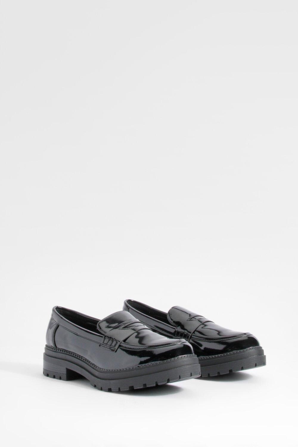 

Массивные лакированные лоферы boohoo, черный