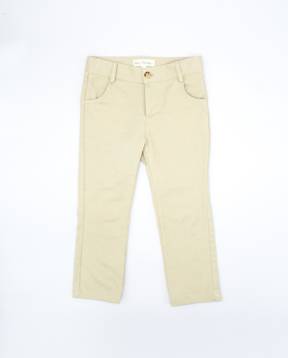 Бежевые хлопковые брюки для мальчика Fina Ejerique, бежевый