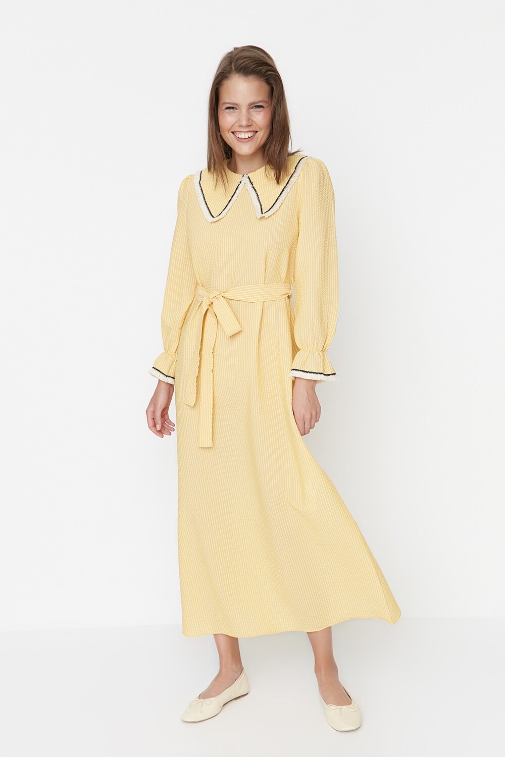 

Платье - Желтое - А-силуэт Trendyol Modest, желтый