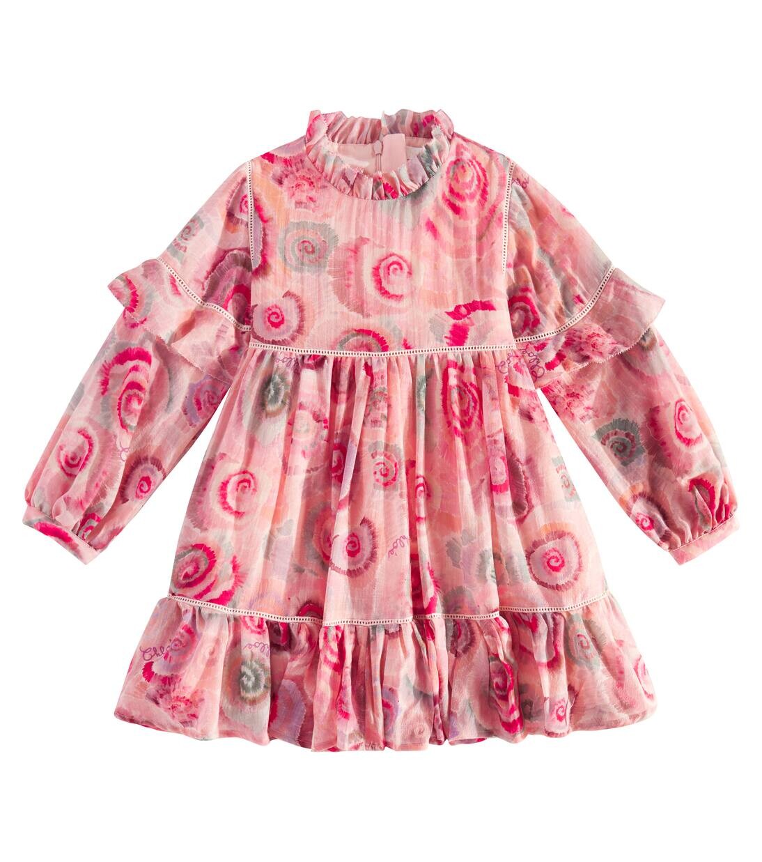 

Платье из шерсти с принтом и оборками Chloé Kids, цвет pink green