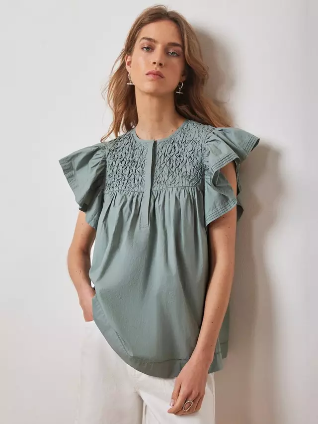 

Топ Mint Velvet Smocked Cotton