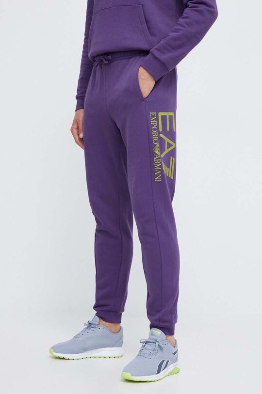 

Спортивные брюки из хлопка EA7 Emporio Armani, фиолетовый