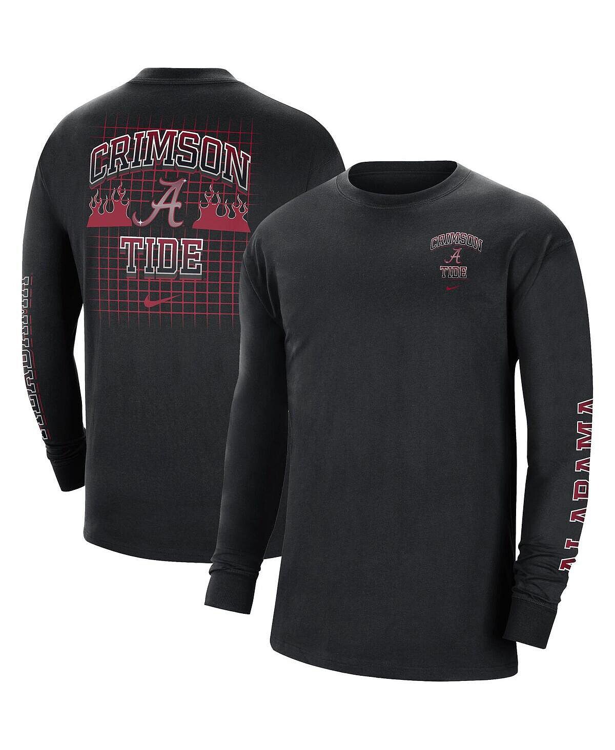 

Мужская черная футболка с длинным рукавом Alabama Crimson Tide Tour Max 90 Nike, Черный
