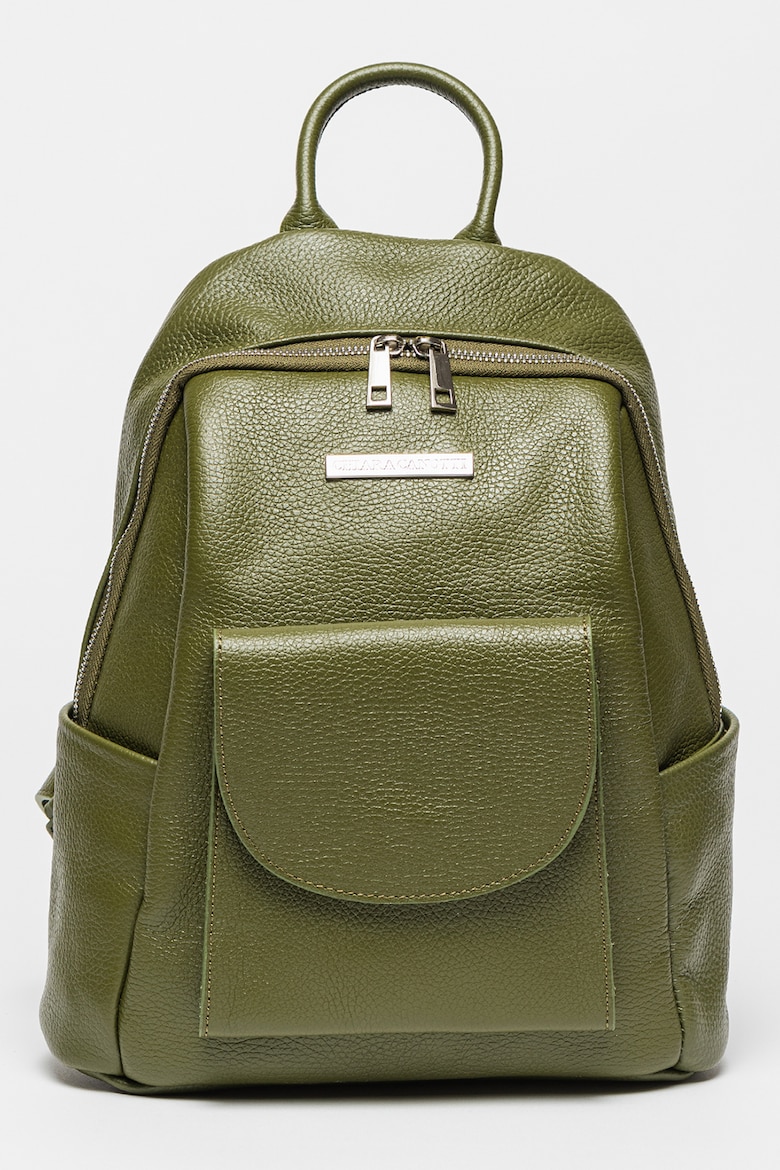 Кожаный рюкзак с карманом на клапане Chiara Canotti, зеленый