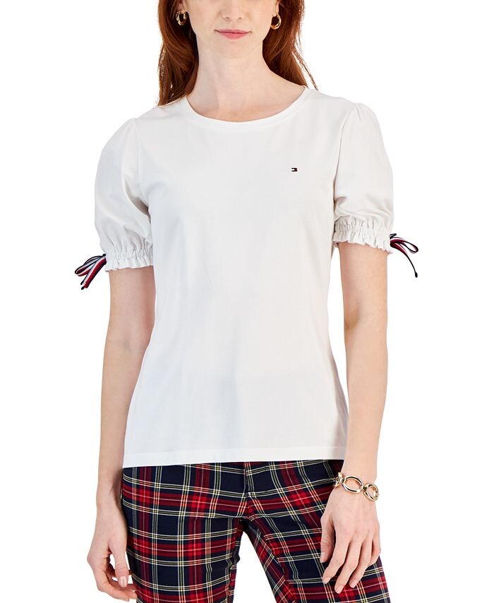

Женская футболка с манжетами на шнурке Tommy Hilfiger, белый