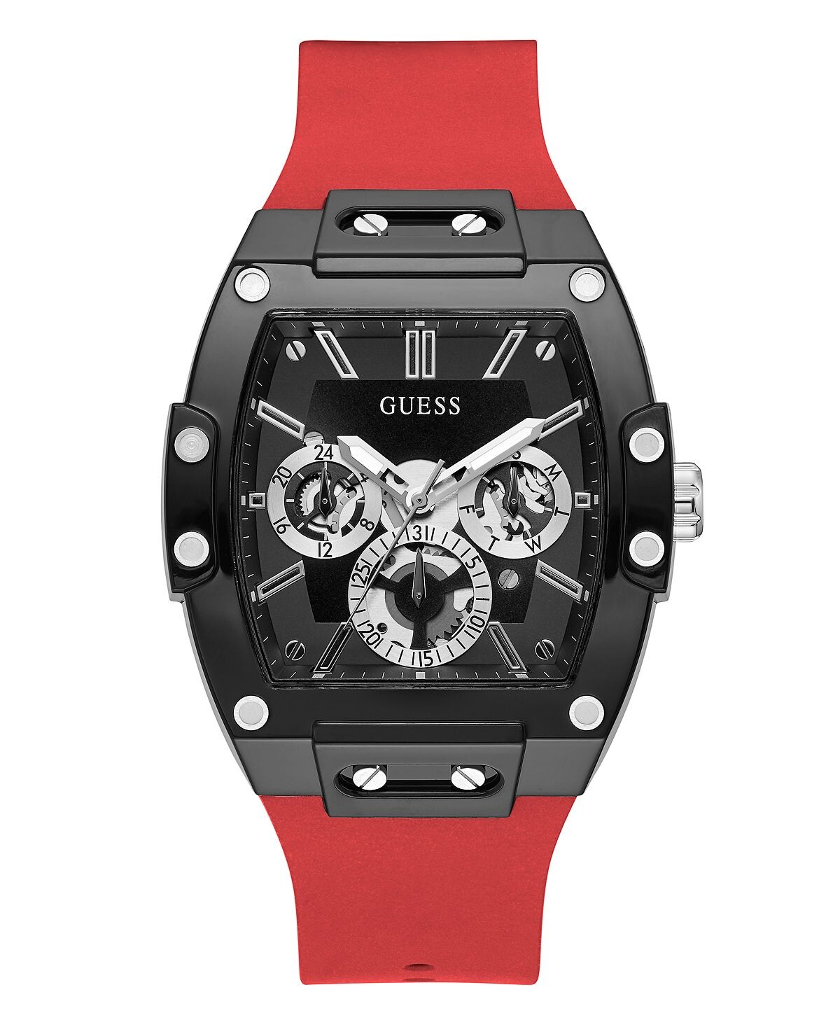 

Мужские многофункциональные черно-красные силиконовые часы 43 мм GUESS