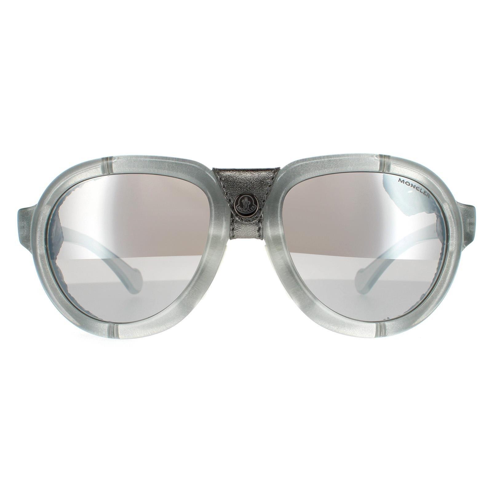 Овальные серые дымчатые зеркальные солнцезащитные очки ML0090 Moncler, серый