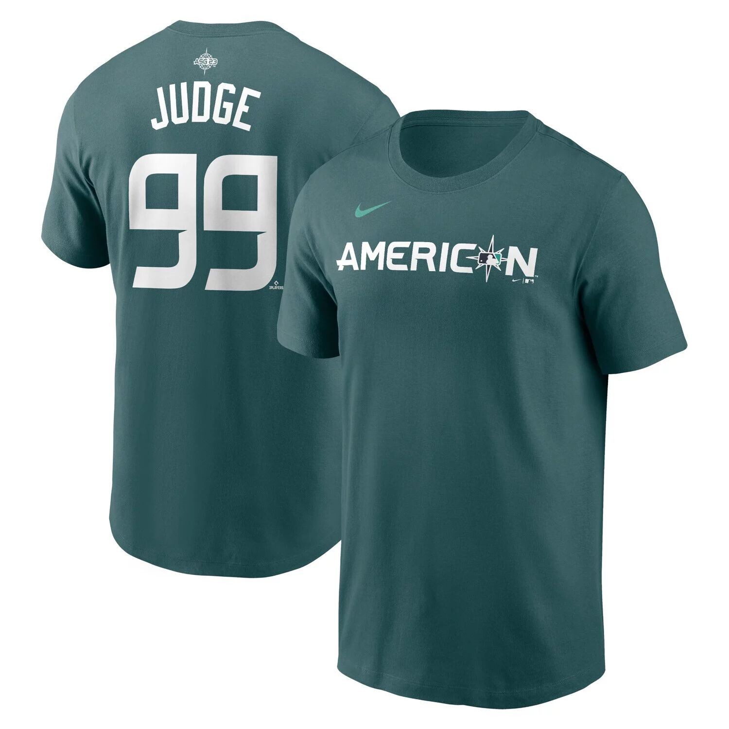 

Мужская футболка Nike Aaron Judge Teal American League 2023 с названием и номером Матча всех звезд MLB