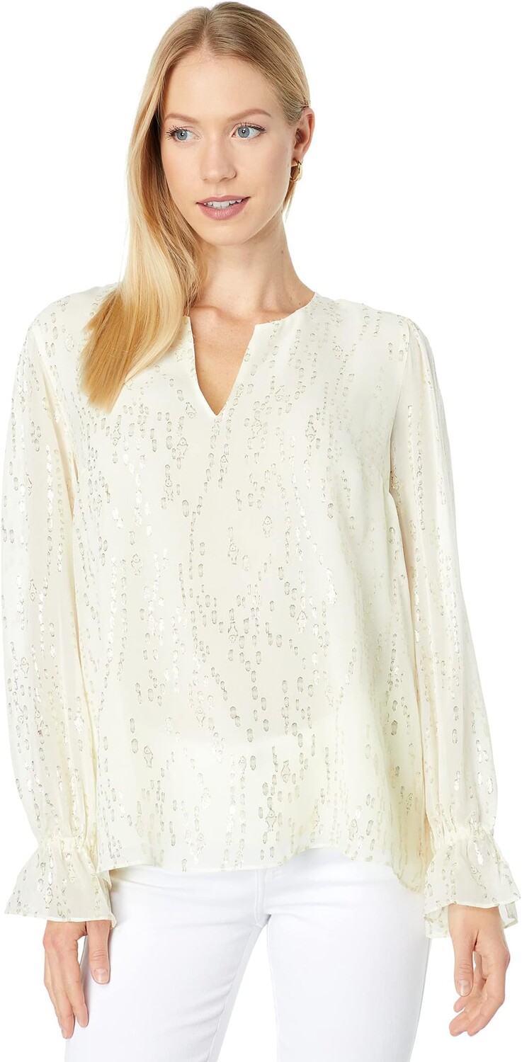 

Шелковый топ Эллари Lilly Pulitzer, цвет Coconut Fish Clip Chiffon