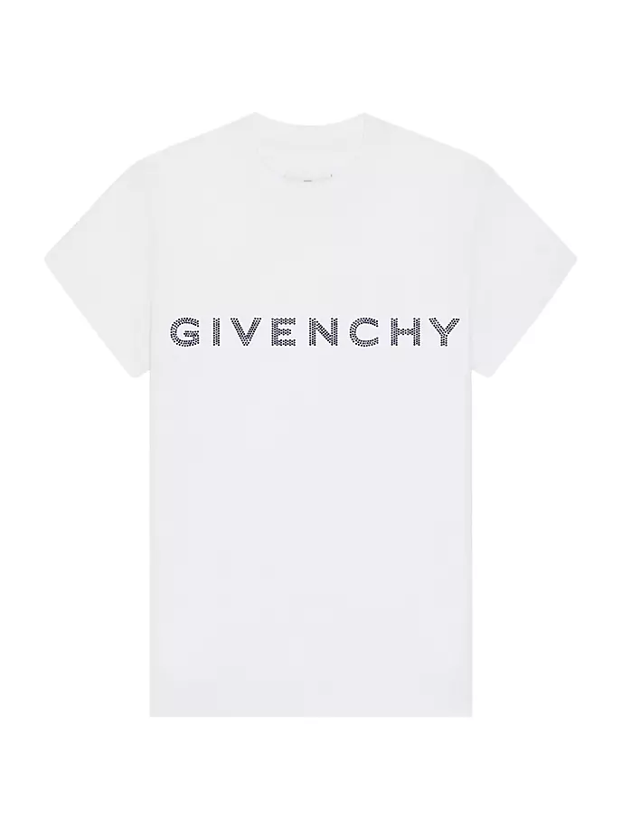 

Футболка приталенного кроя из хлопка со стразами Givenchy, белый