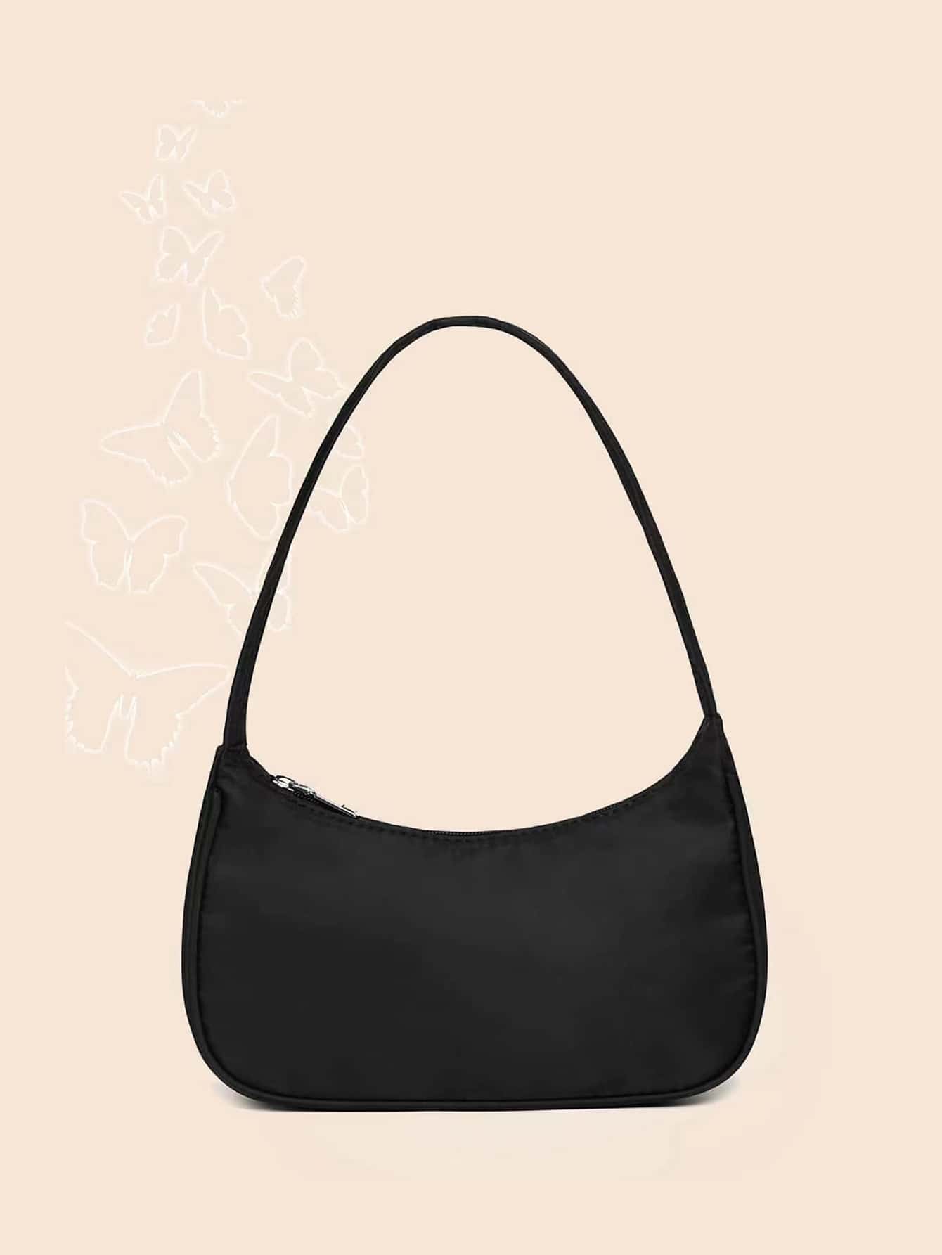 Легкая деловая повседневная минималистичная сумка-багет для девочек-подростков, черный