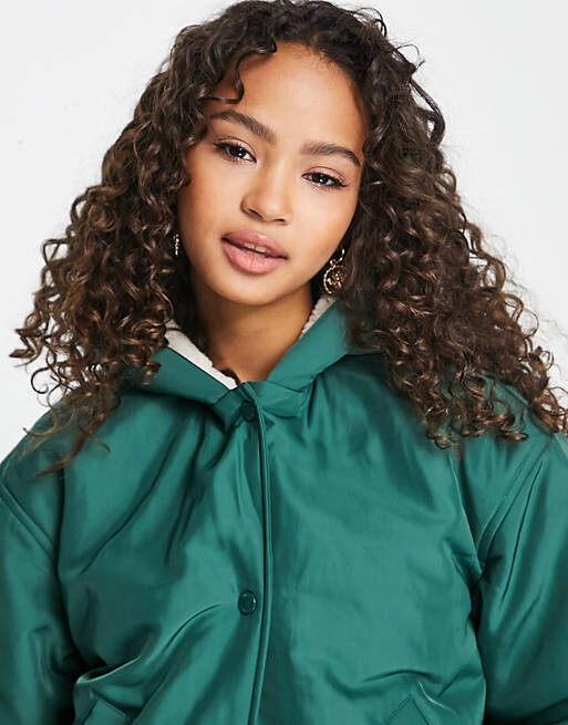 

Зеленая уютная спортивная куртка с капюшоном и подкладкой Hollister, Зеленый