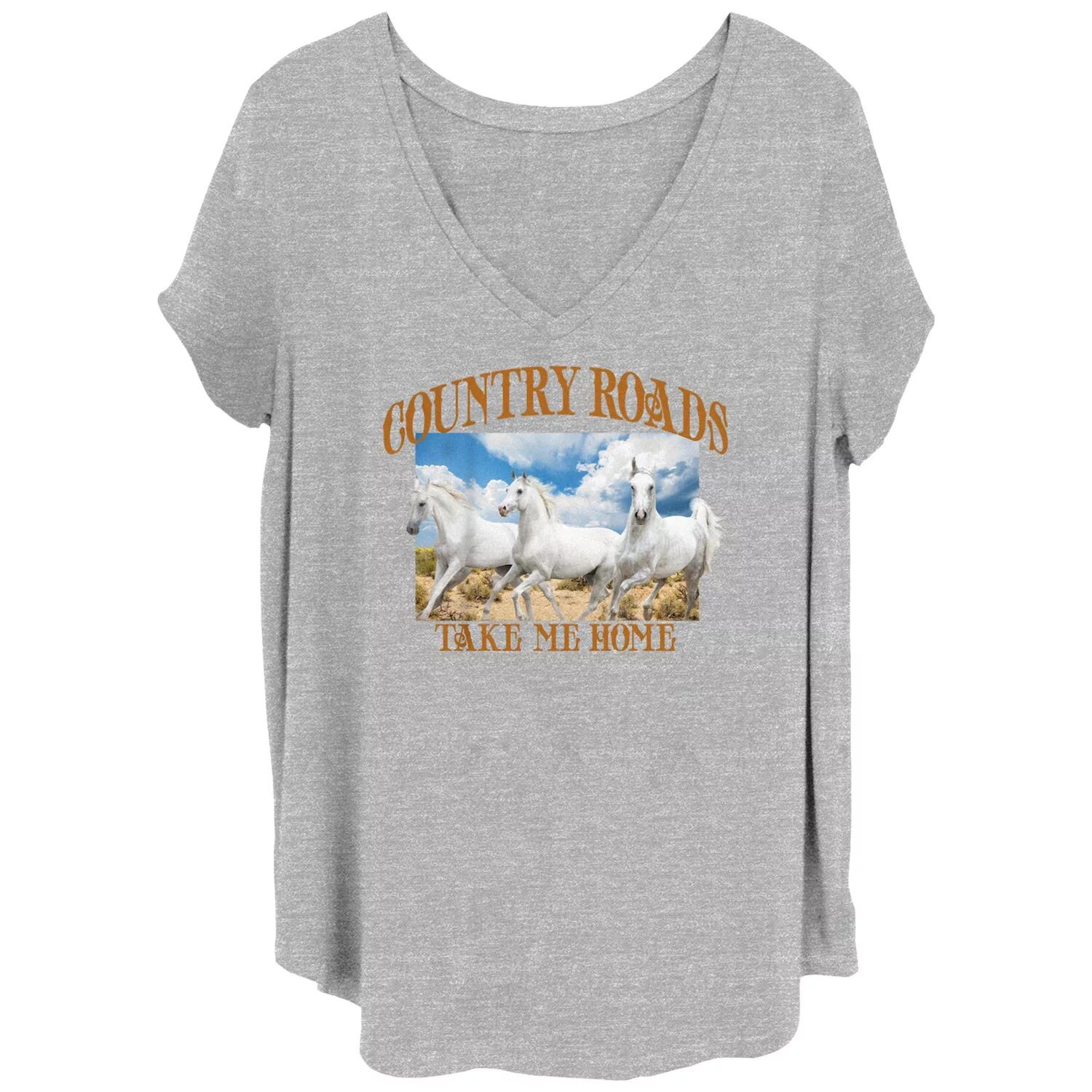 

Футболка Juniors' Plus Country Roads с рисунком белых лошадей Licensed Character