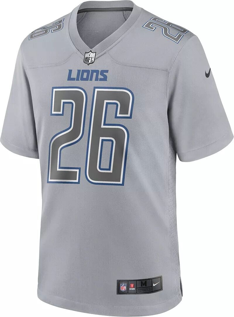 

Мужское джерси Nike Detroit Lions Jahmyr Gibbs #26 Atmography Grey Game