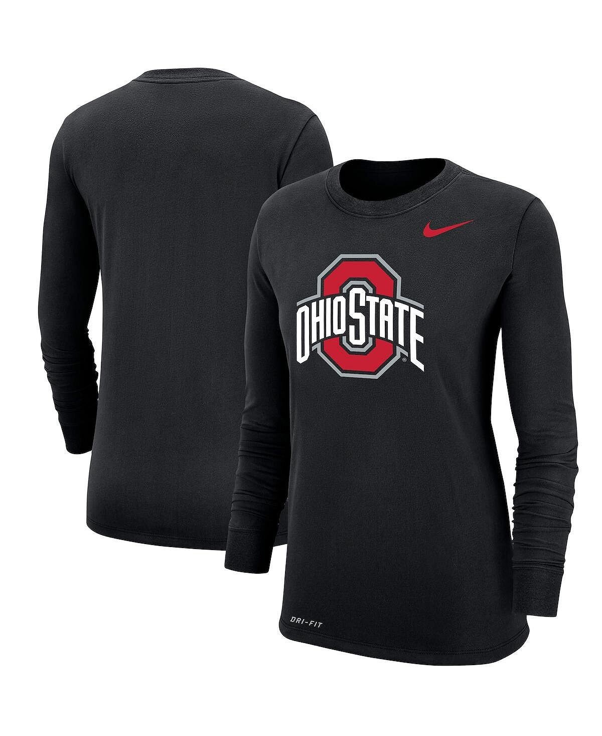 

Черная женская футболка с длинным рукавом и логотипом Ohio State Buckeyes Nike, черный