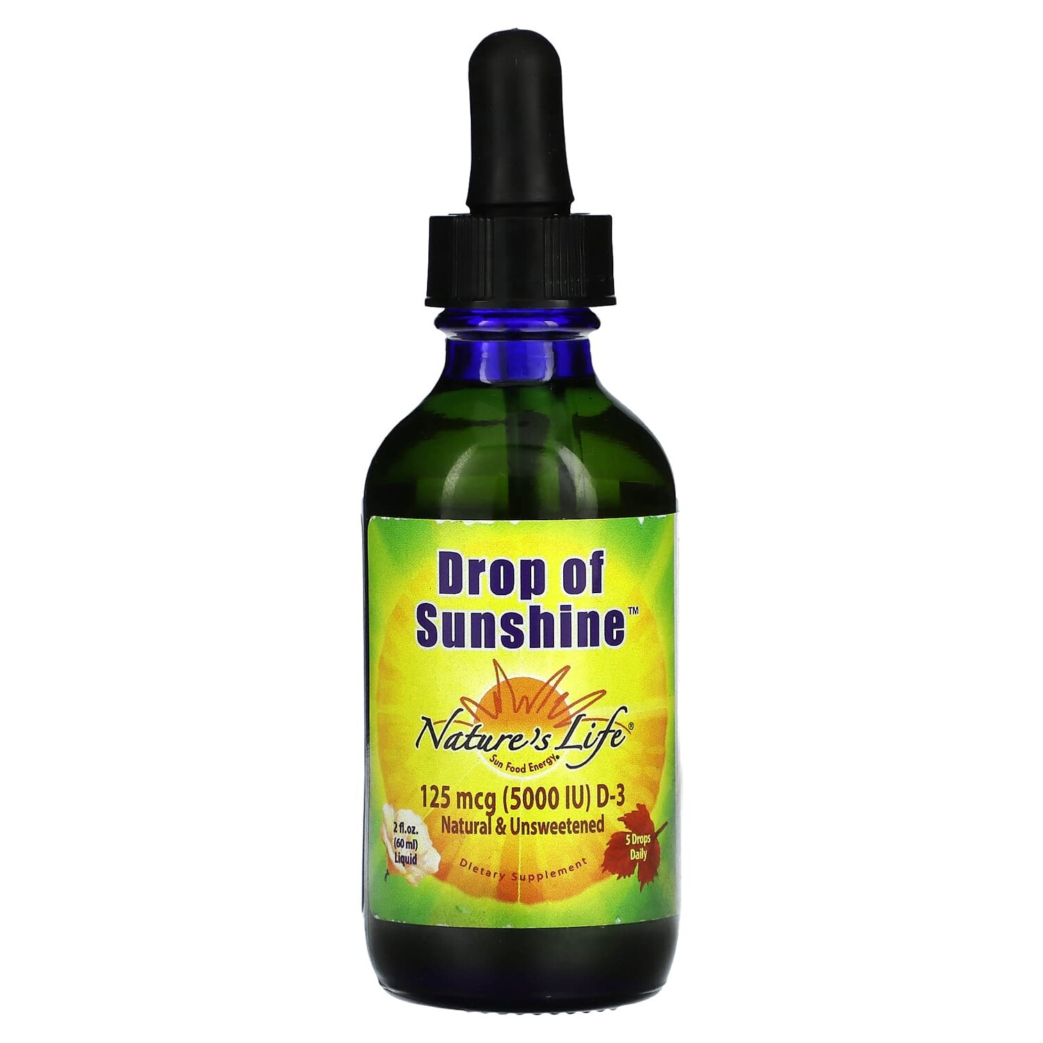 

Drop Of Sunshine, 125 мкг (5000 МЕ), 60 мл (2 жидк. Унции), Nature's Life