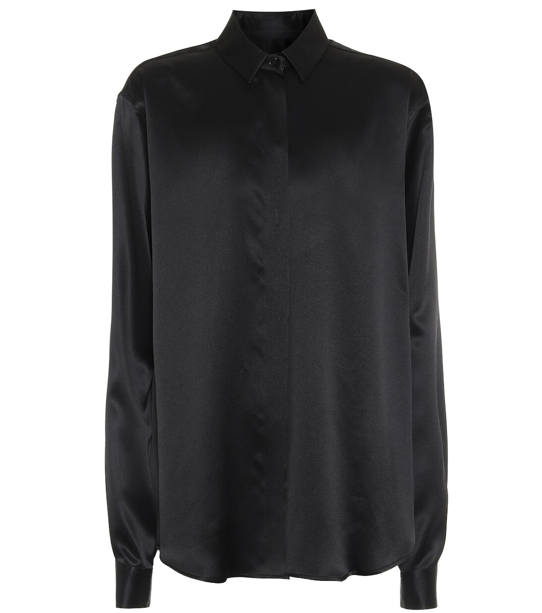 

Шелково-атласная рубашка SAINT LAURENT, черный