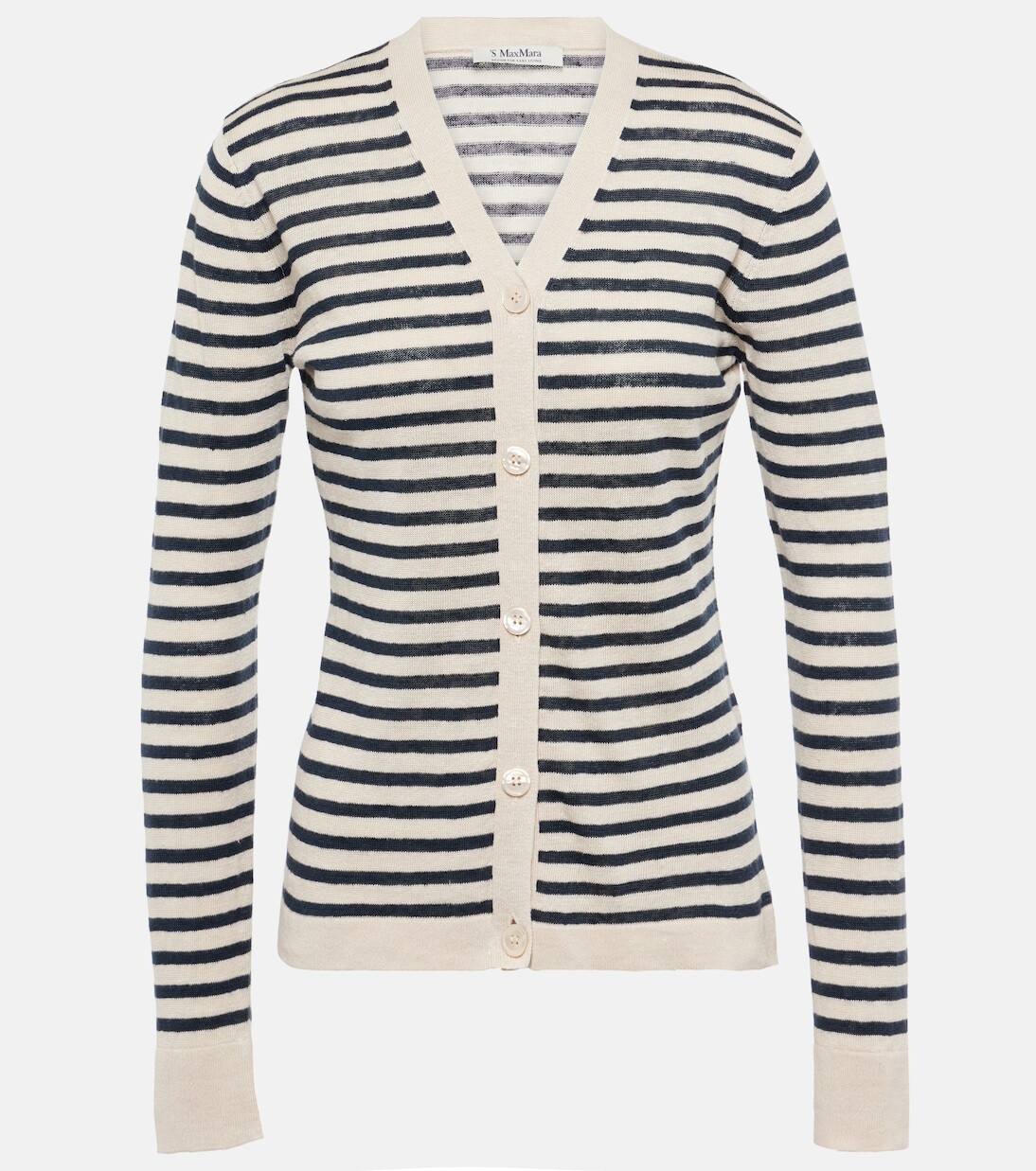 

Льняной кардиган в полоску lettera 'S Max Mara, синий