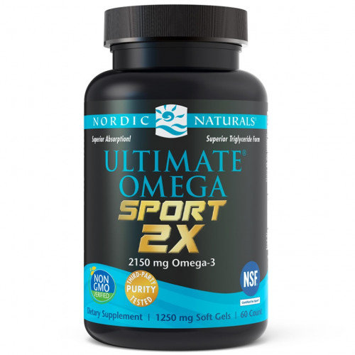 Nordic Naturals, Ultimate Omega 2X Sport 2150 мг 60 капсул со вкусом лимона nordic naturals ultimate omega со вкусом лимона 640 мг 60 капсул