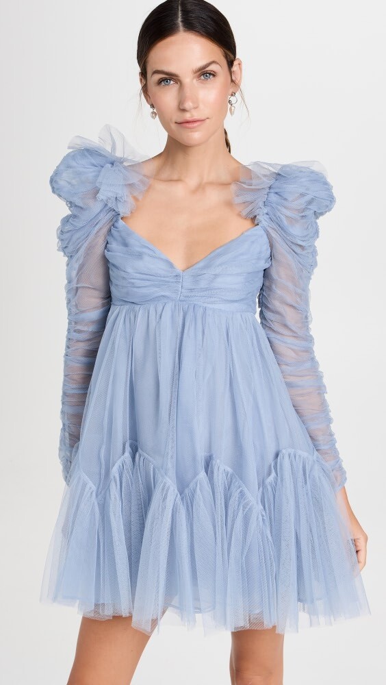 

Платье мини Zimmermann Tulle Ruched, синий