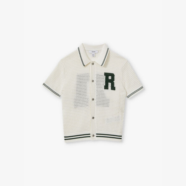 

Рубашка Mikan из хлопка ажурной вязки 3-13 лет Reiss, белый