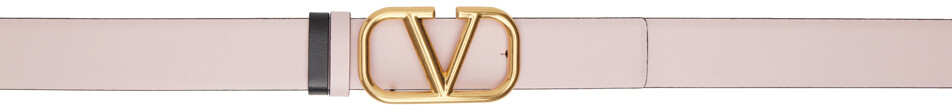

Двусторонний розовый и черный ремень с фирменным логотипом Valentino Garavani