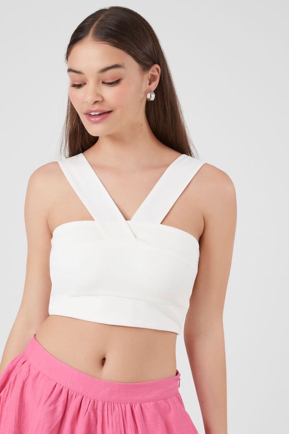 

Укороченный топ с перекрещиванием Forever 21, кремовый