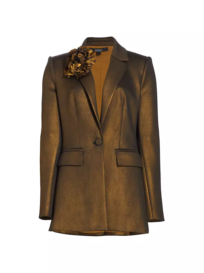 

Блейзер из фольги с розеткой Badgley Mischka, цвет bronze