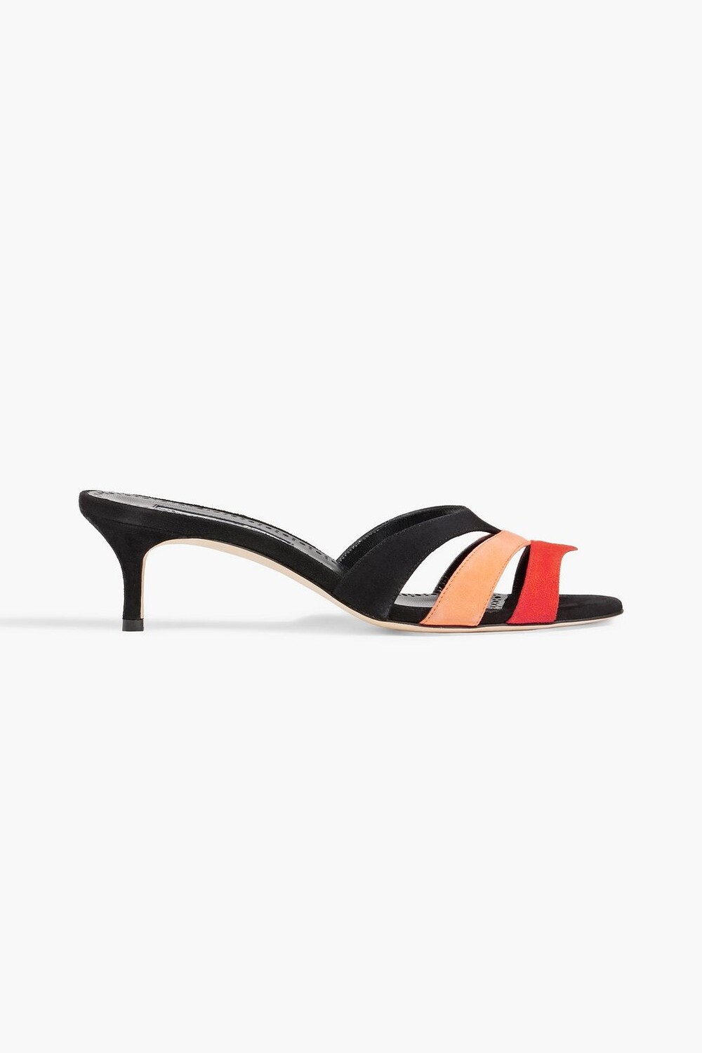 

Замшевые мюли Suspiroso 50 в стиле колор-блок MANOLO BLAHNIK, оранжевый