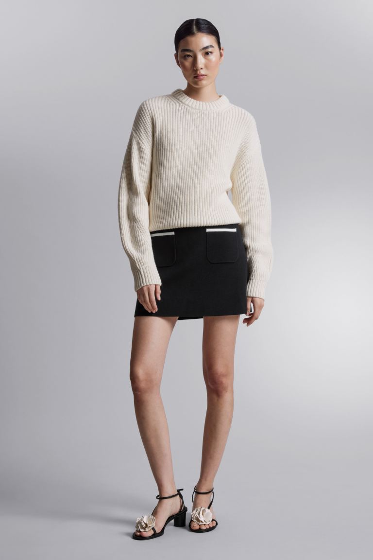 Мини-Юбка с накладным карманом и другие истории H&M, черный женская трикотажная клетчатая юбка модель 1 6 подходит для фигурок 12 дюймов