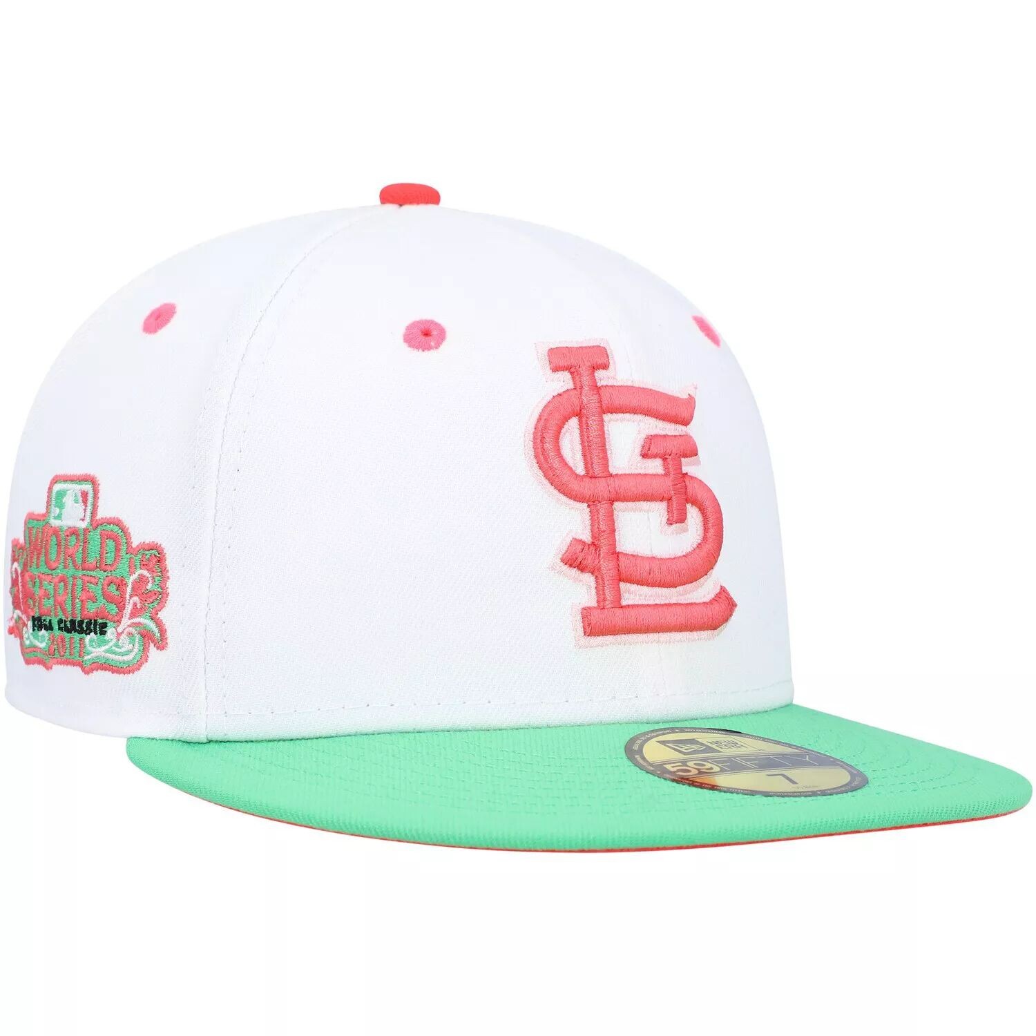 

Мужская облегающая шляпа New Era белого/зеленого цвета St. Louis Cardinals 2011 World Series Watermelon Lolli 59FIFTY